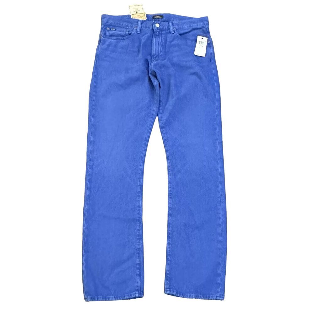 Polo by Ralph Lauren Slim‎ Straight Hemp Denim Dyed Blue Jeans Mens 34 x 34